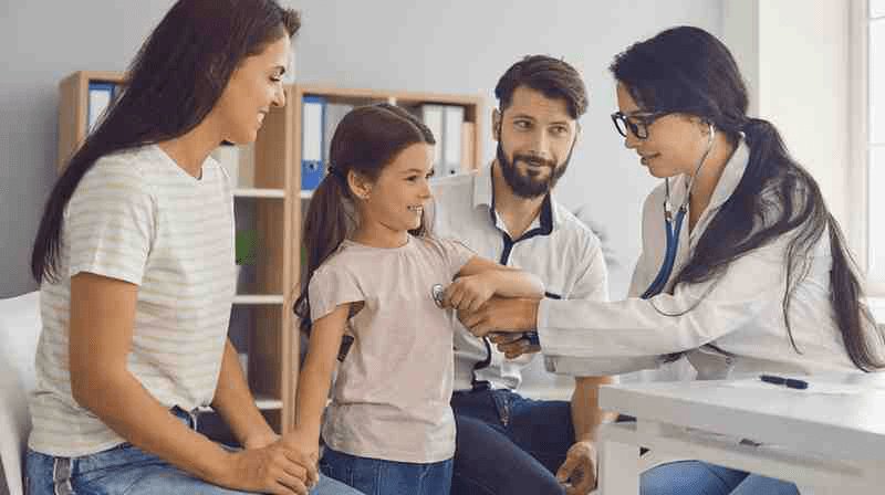 A family medicine doctor and her patients.